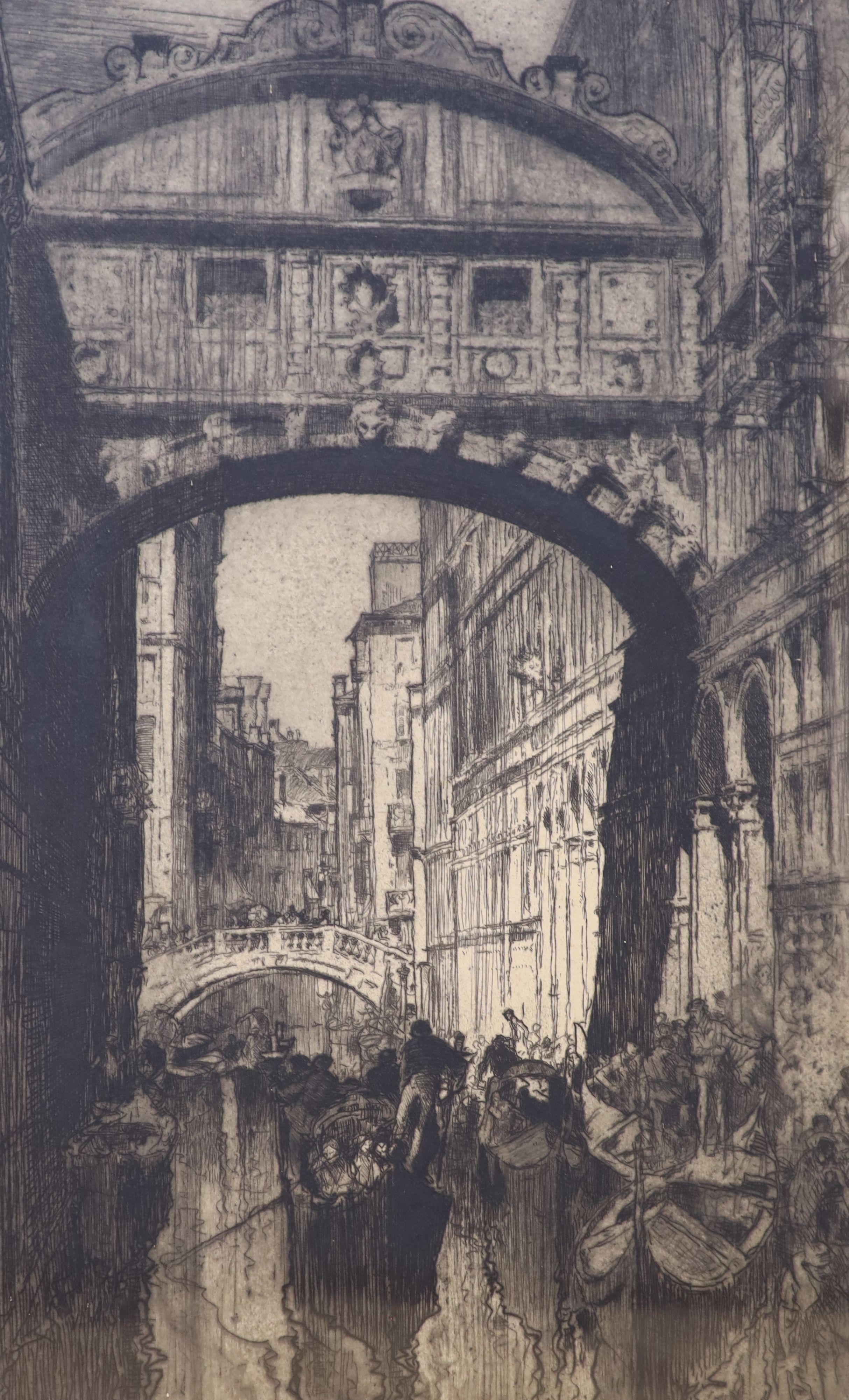 Frank Brangwyn (1867-1956), etching, The Bridge of Sighs, signed in pencil, Fine Art Society label verso, 71 x 45cm1